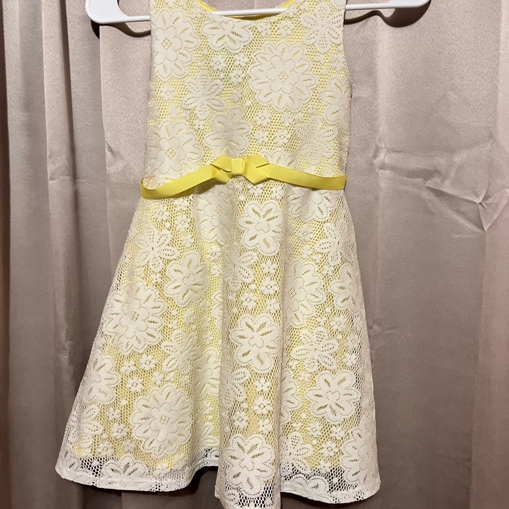 George Yellow and White Lace Kids Dress